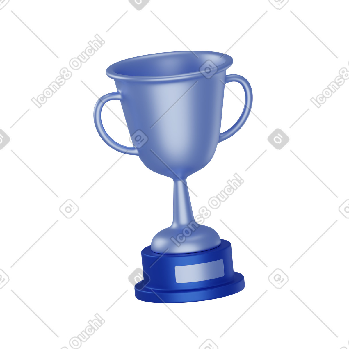 Blue trophy cup illustration in 3D Techny style download in PNG, SVG