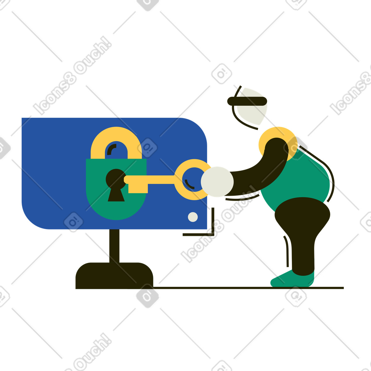 Illustration Cracking mot de passe dans le style Spot à télécharger aux formats PNG, SVG
