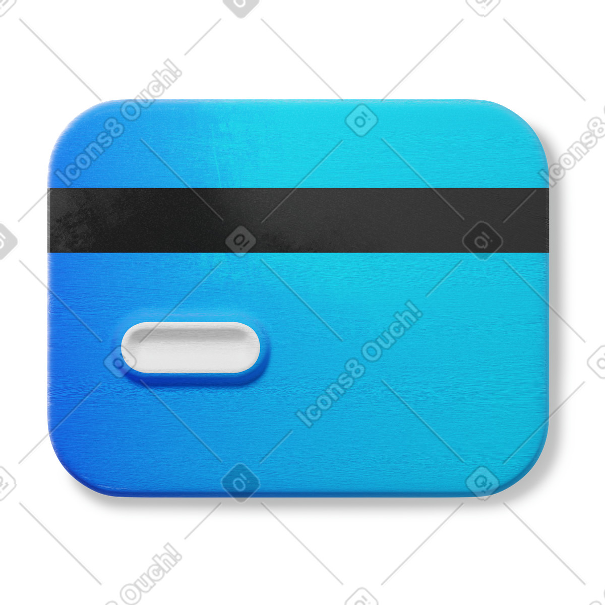 下载 3D Microsoft Fluent illustration 风格的 Card magnetic stripe with rounded corners and minimal slot detail 插画，支持 PNG、SVG 格式