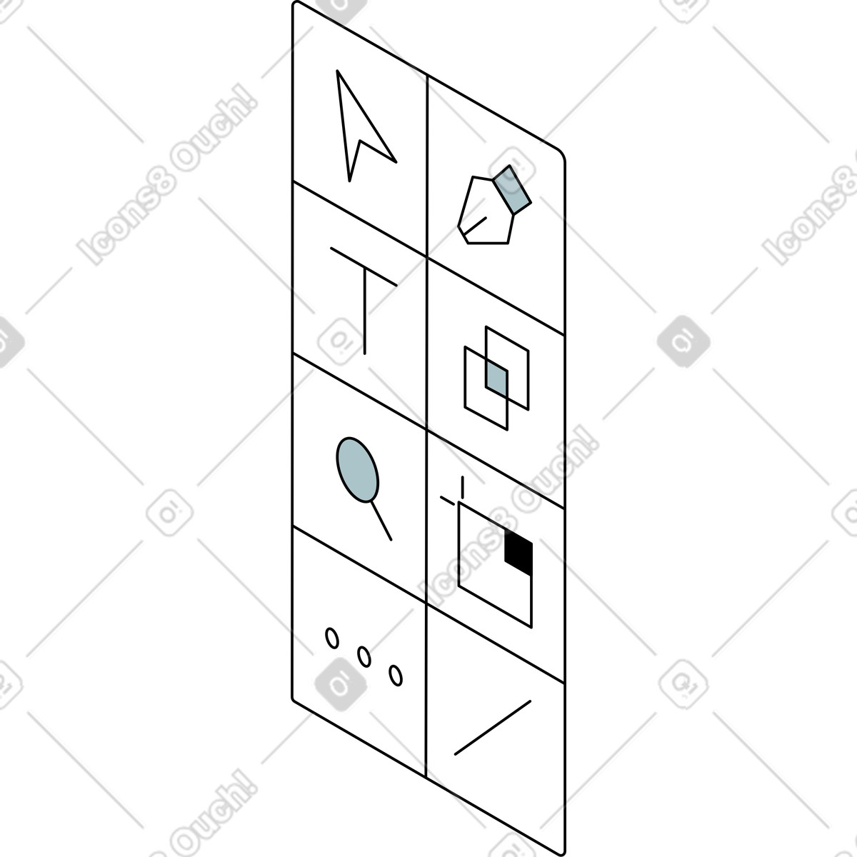 Toolbar illustration in Isometric style download in PNG, SVG