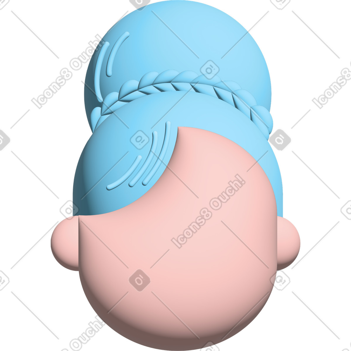 Head with a blue bun on her illustration in Cartoony style download in PNG, SVG