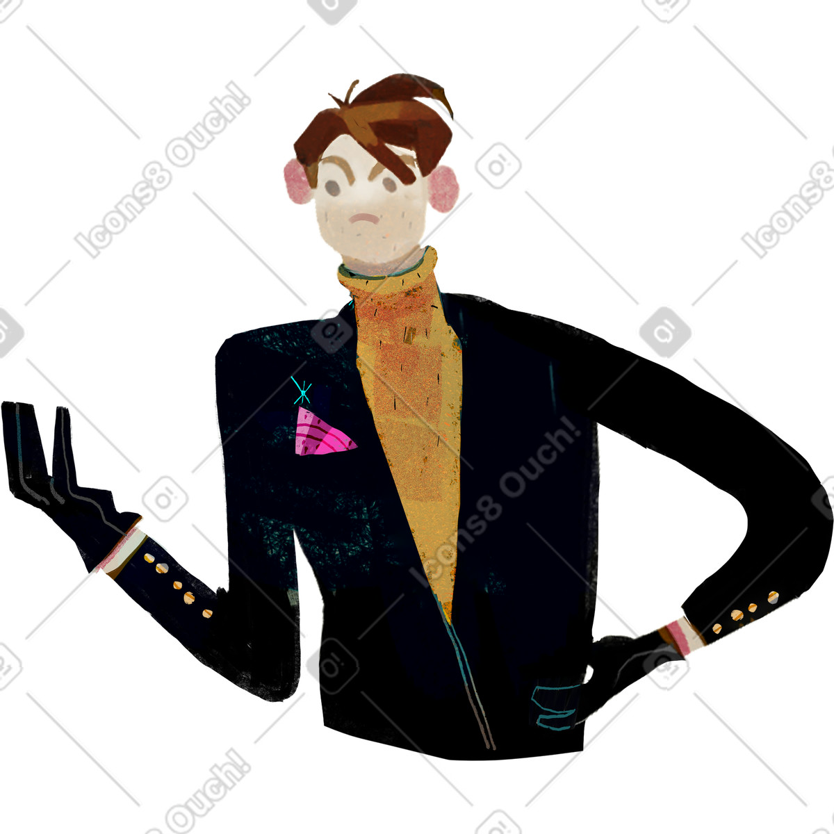 Annoyed monsieur illustrazione in stile Fabulous scarica in PNG, SVG