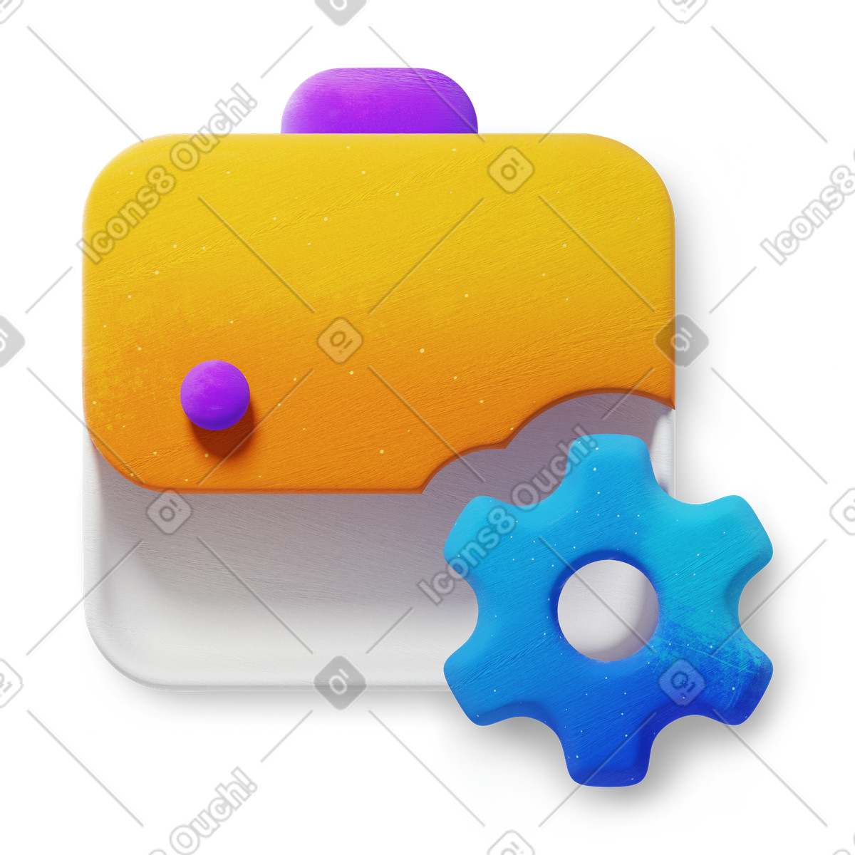 Office briefcase and gear depicting professional tools setup optimization illustrazione in stile 3D Microsoft Fluent illustration scarica in PNG, SVG