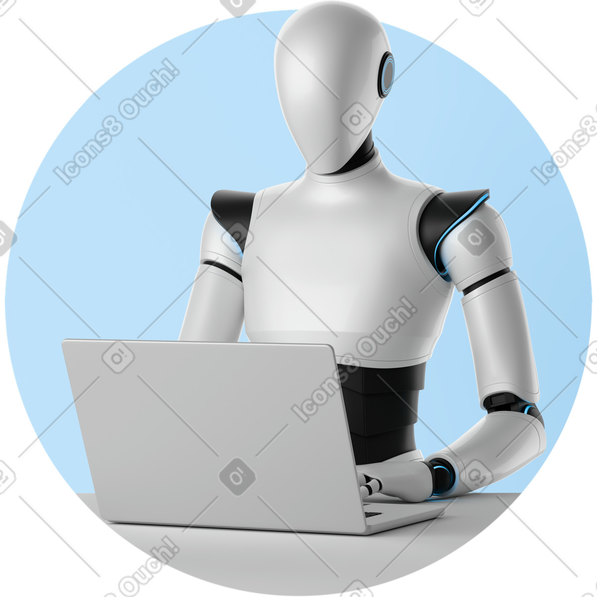 AI robot at laptop illustration working clipart images and vectors collection