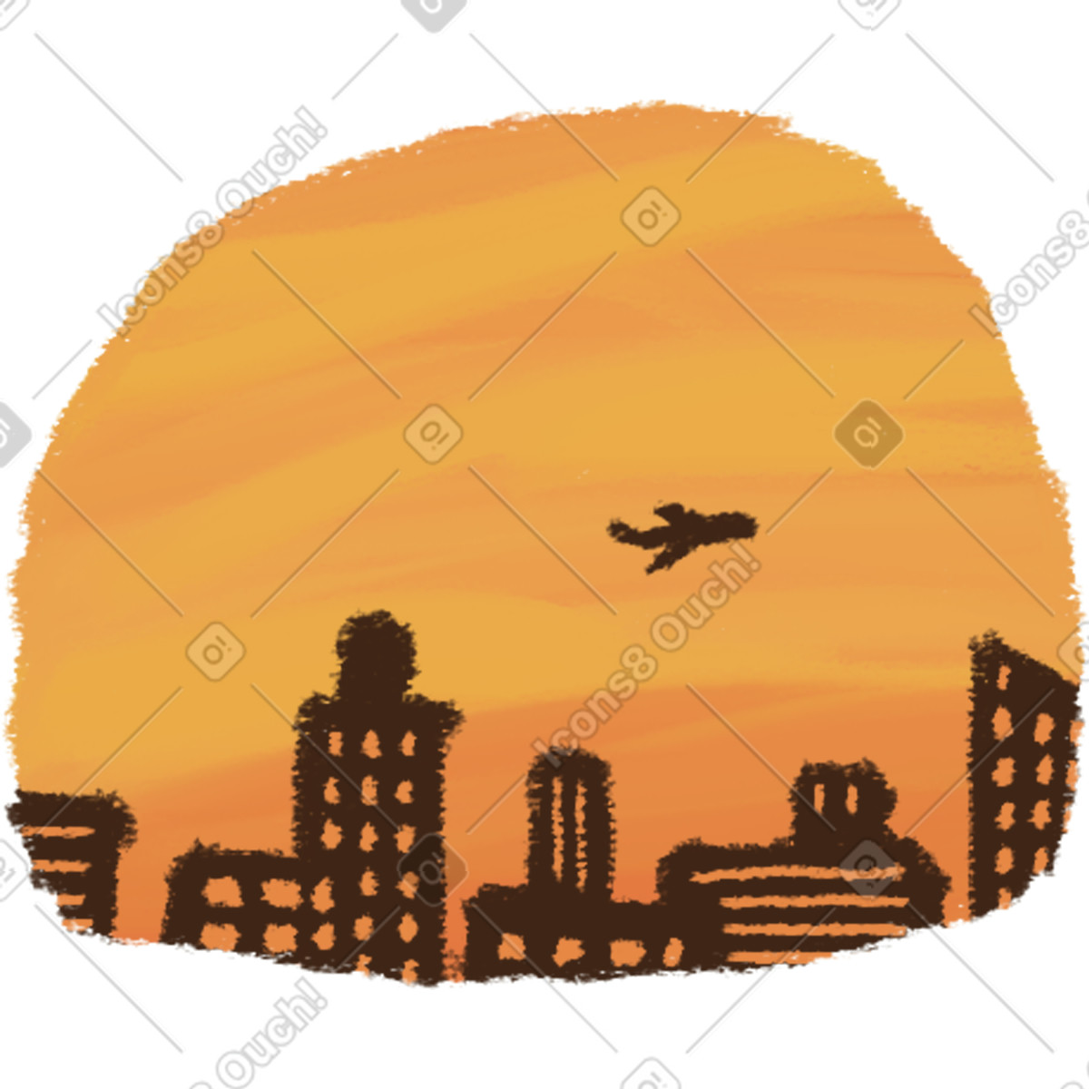 Background with the silhouette of city illustration in Experimental style download in PNG, SVG