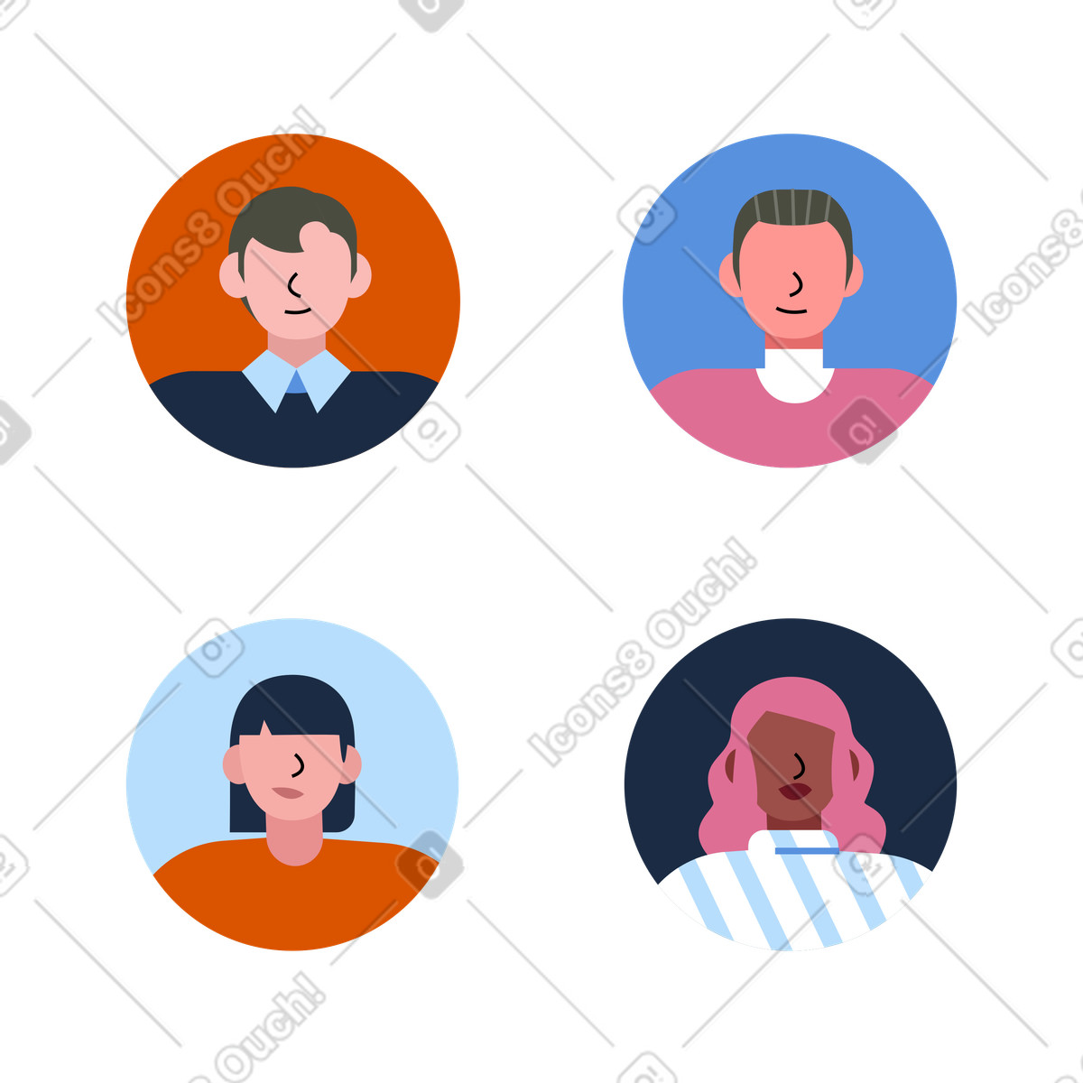 Professional profile pictures, Team member profiles or user accounts illustration in Vector style download in PNG, SVG