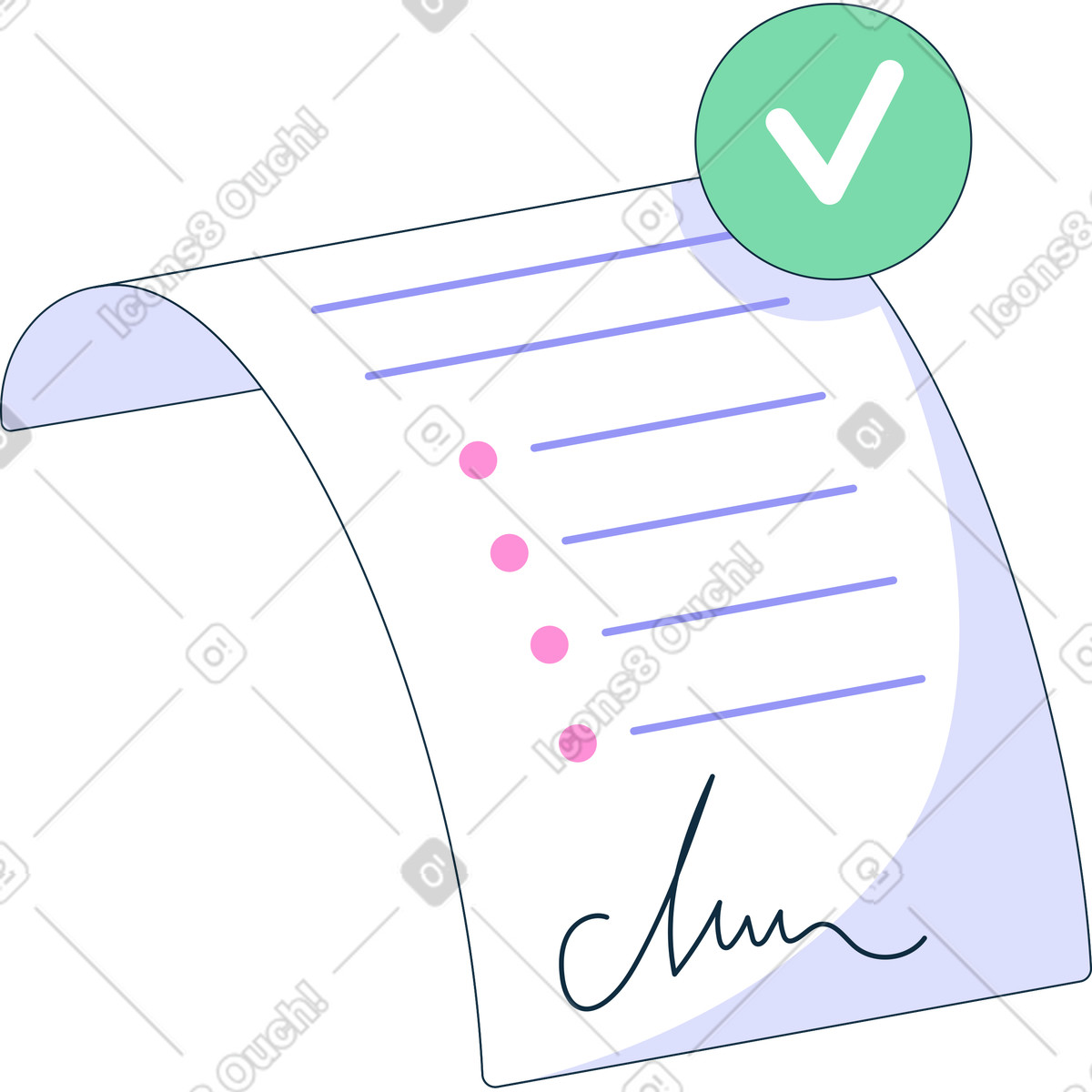 Illustration Document signé dans le style Bubble gum à télécharger aux formats PNG, SVG