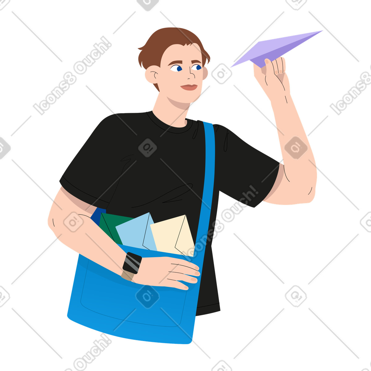 Ilustración El hombre envía un mensaje en estilo Experimental a descargar en PNG y SVG