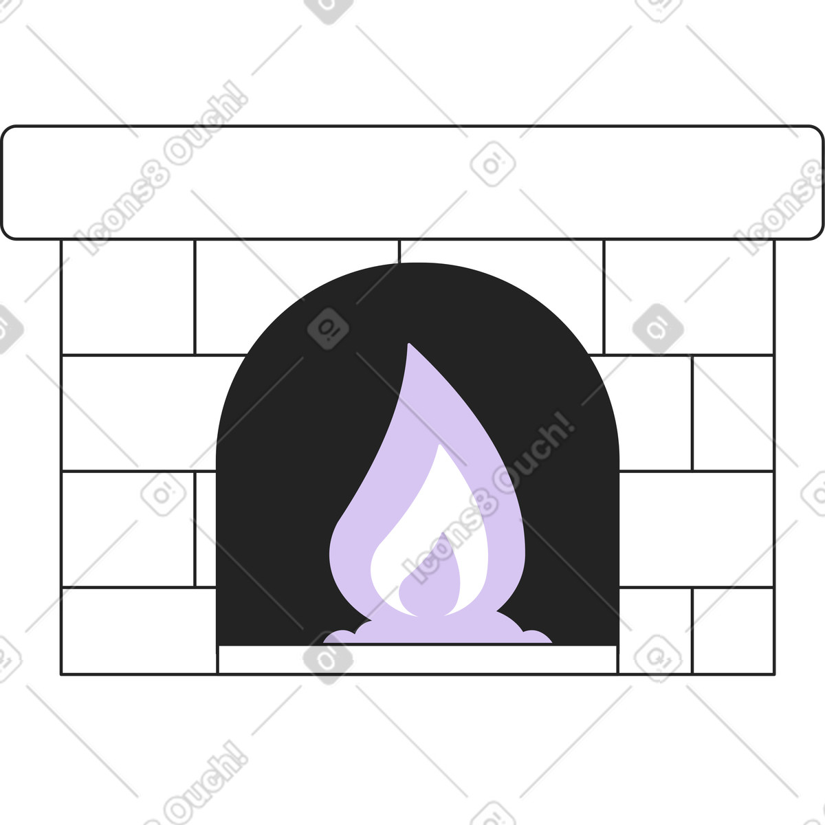 Ilustración animada Chimenea con fuego en el interior estilo Sammy Line a descargar GIF, Lottie (JSON), AE