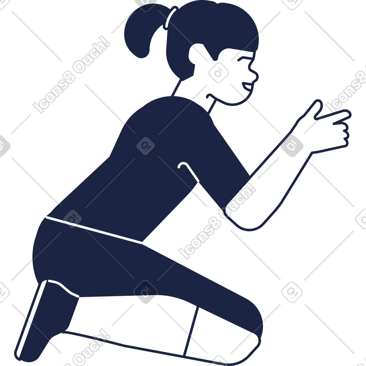 Illustration Fille assise dans le style Urban Line à télécharger aux formats PNG, SVG