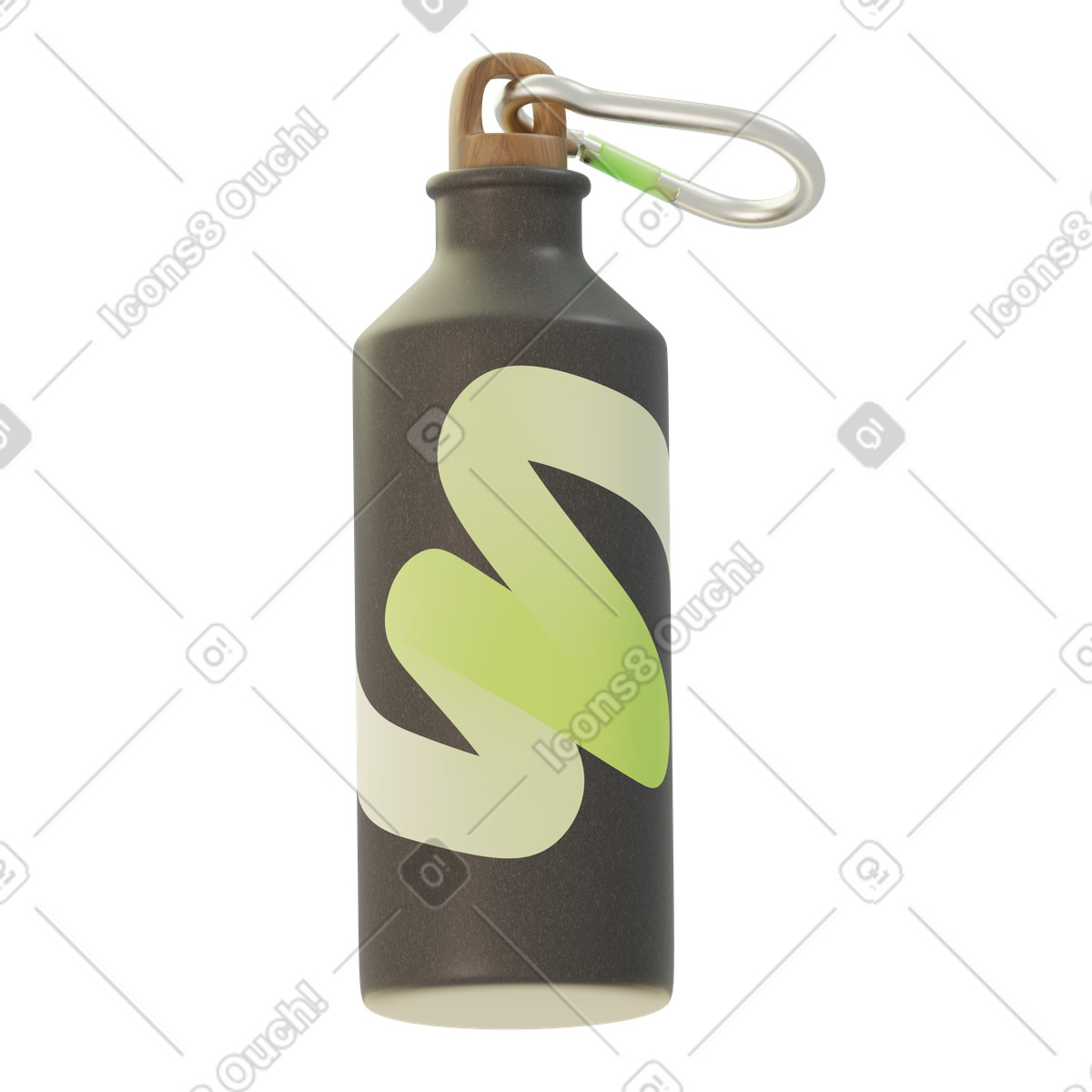 Borraccia sportiva in alluminio con moschettone illustrazione stile 3D Modern scarica PNG, SVG