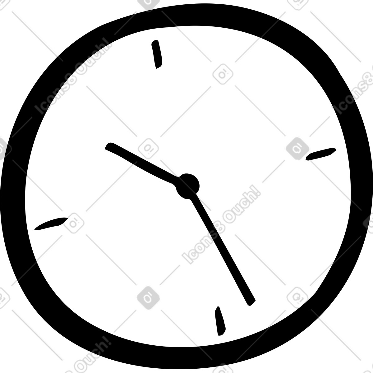 Clock illustration in Journal style download in PNG, SVG