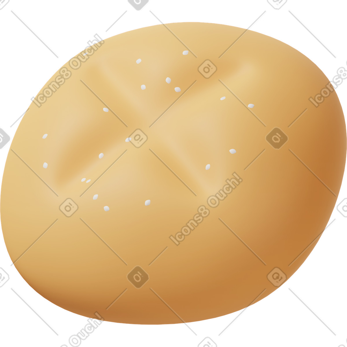 Ilustração de Sesame bun em no estilo 3D Casual life para baixar em PNG, SVG