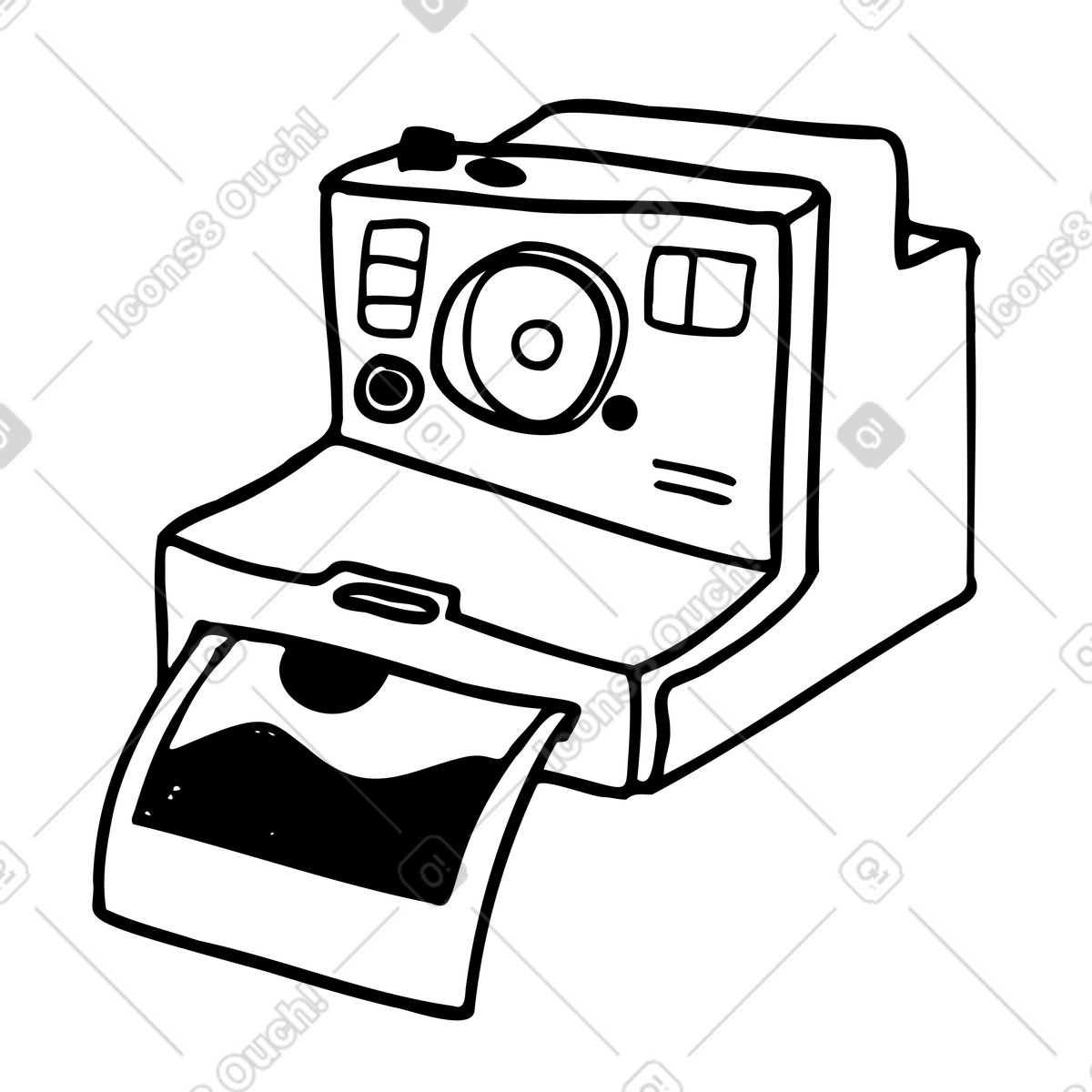 Macchina fotografica polaroid che stampa una fotografia illustrazione in stile Marks scarica in PNG, SVG