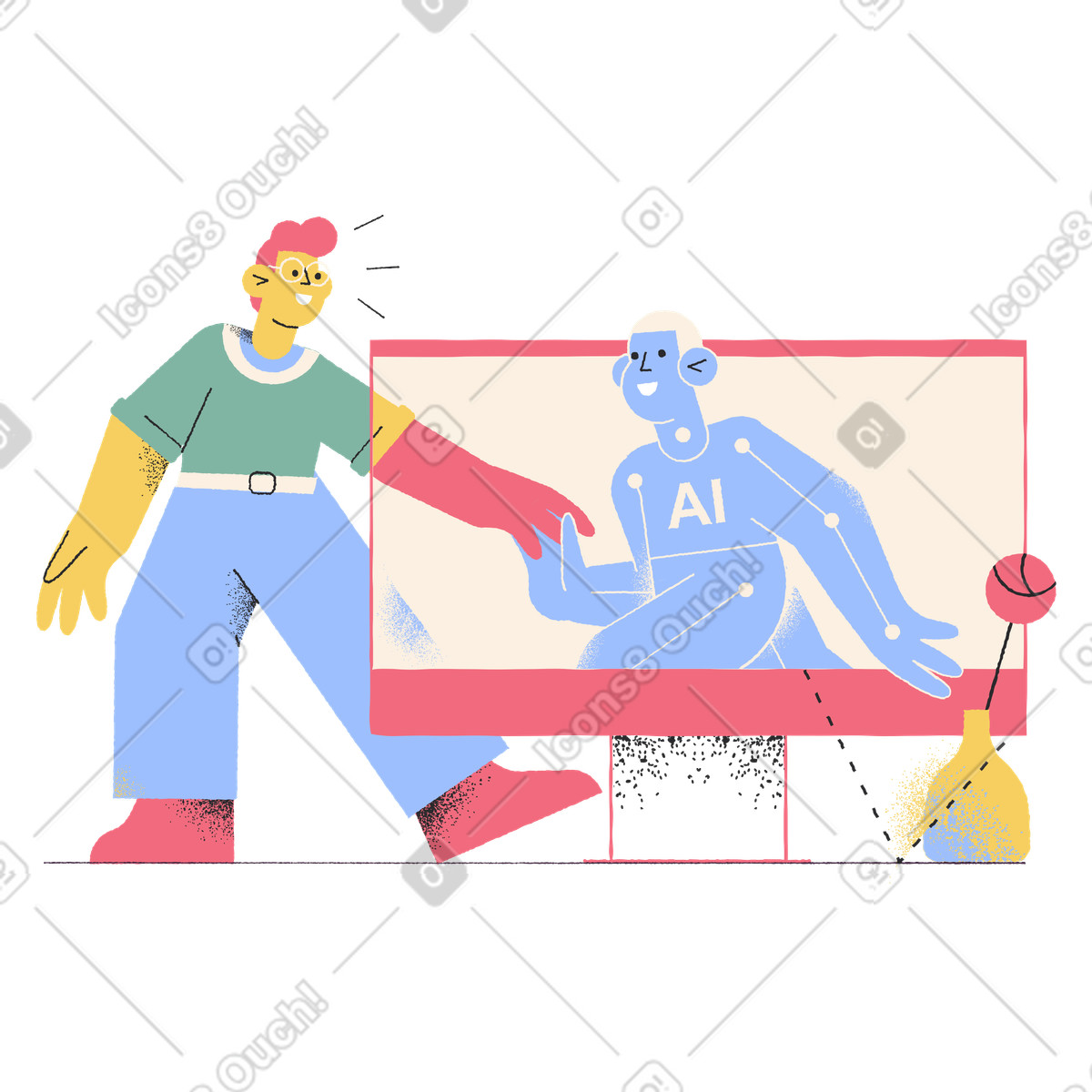 Virtual friend illustration in Pablo style download in PNG, SVG