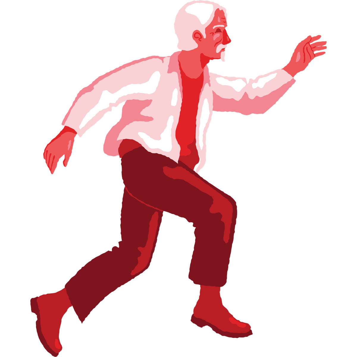 Old man jumping side view illustrazione in stile Cherry scarica in PNG, SVG
