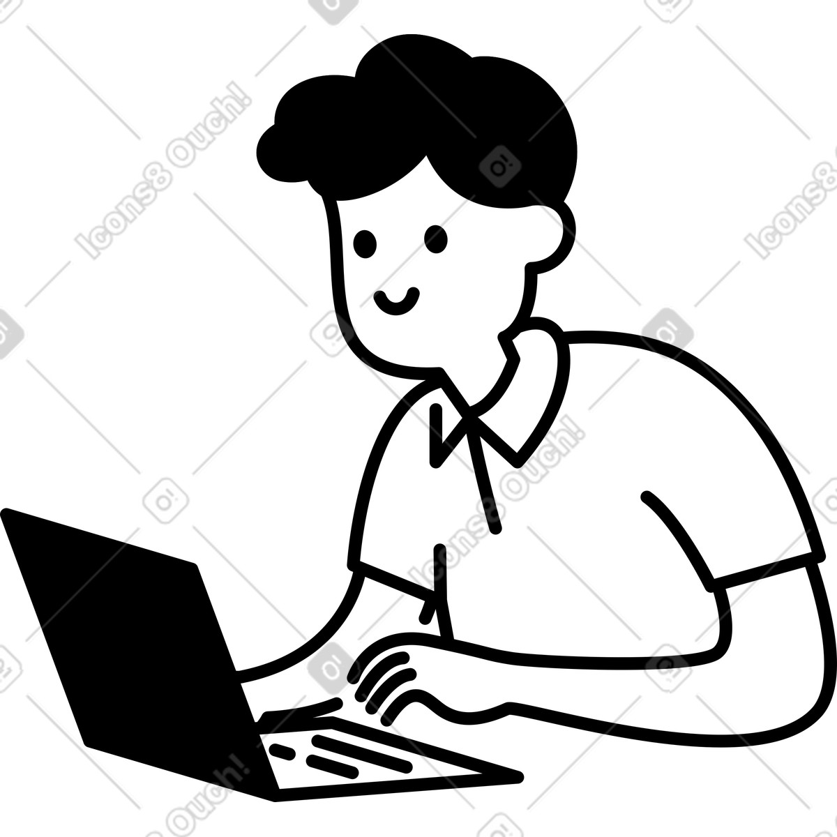 Иллюстрация Laptop user typing keyboard during online work session or study в стиле Notion Line Art — скачать в форматах PNG, SVG