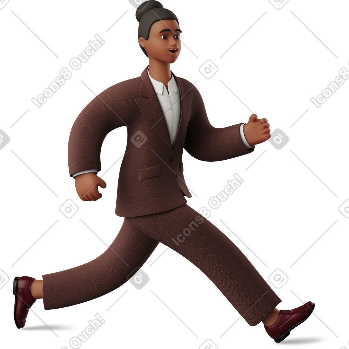 Businesswoman running illustration in 3D Business style download in PNG, SVG