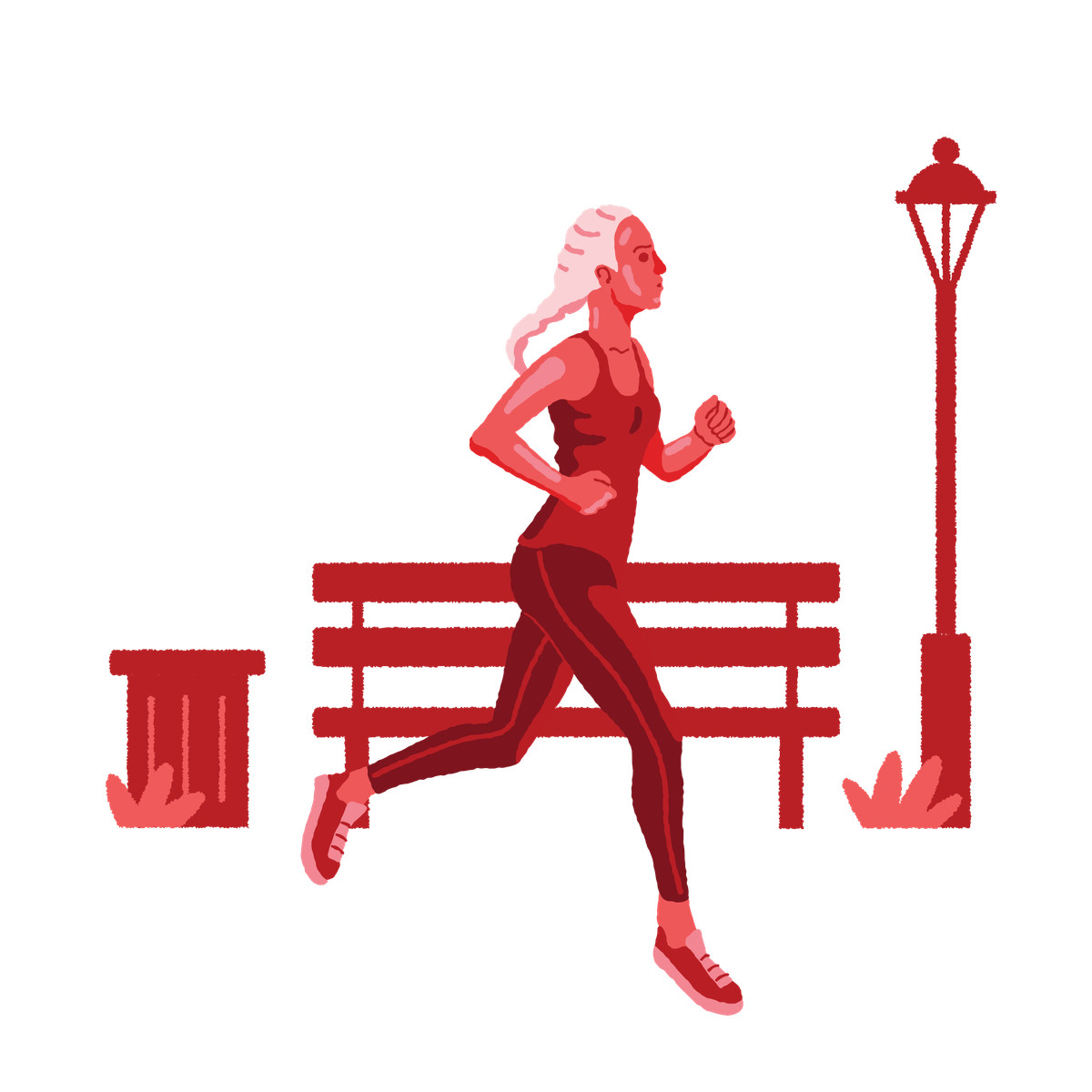 Woman running in park-Illustration im Cherry-Stil als Download PNG, SVG
