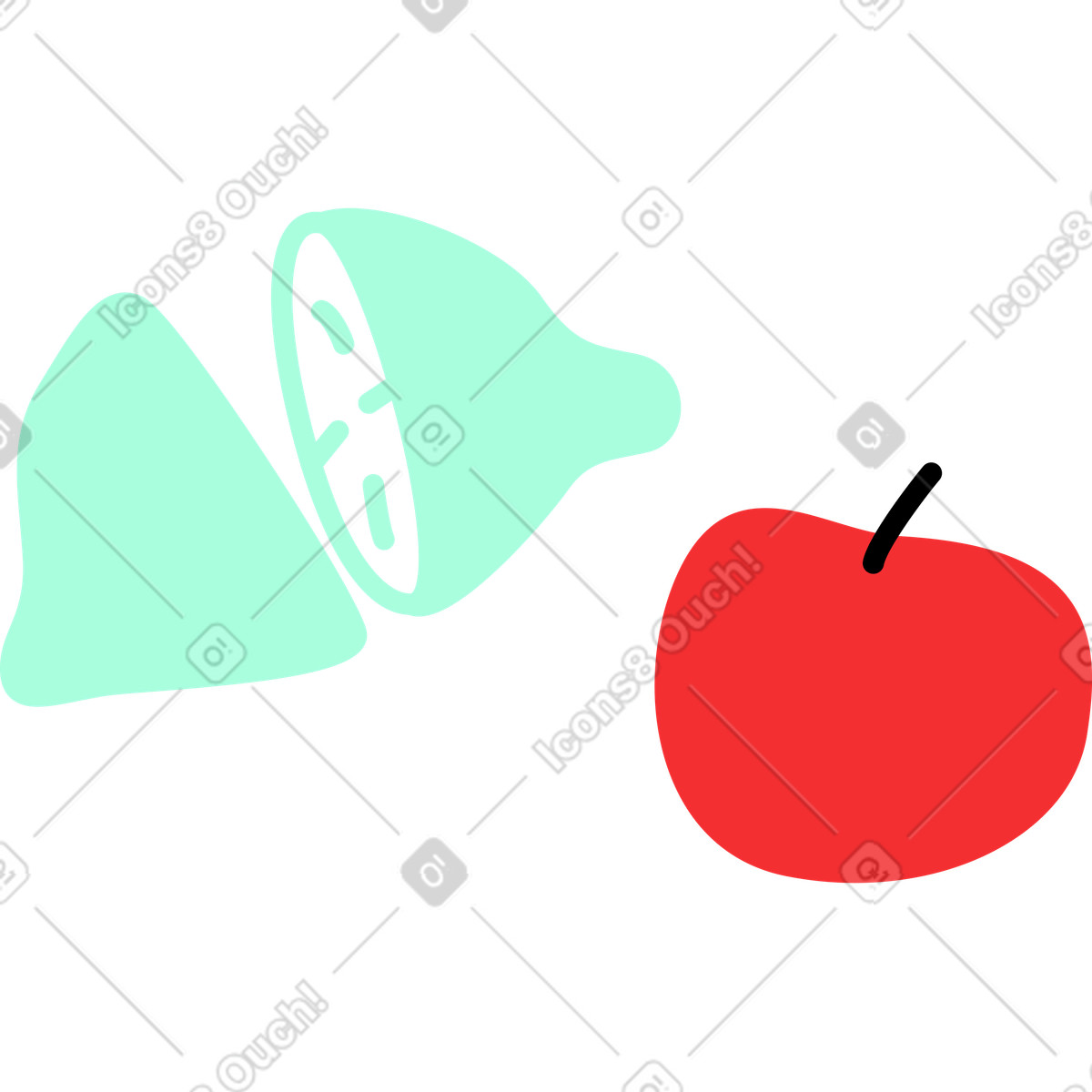 Zitrone und apfel-Illustration im Spicy-Stil als Download in PNG, SVG
