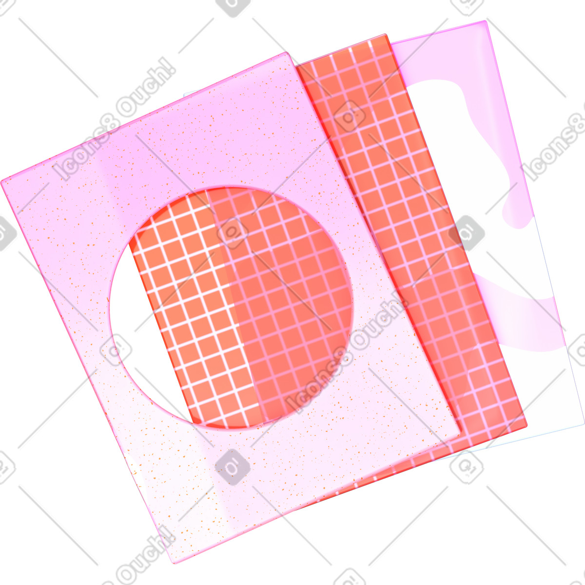 Plastic cards with pattern and card hole illustration in 3D Glassy style download in PNG, SVG
