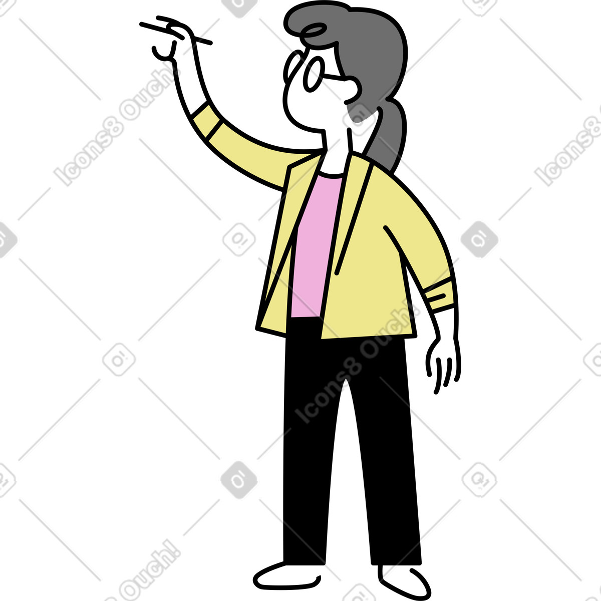 Mochi スタイルの 若い女性が書いている のイラストをPNG、SVG形式でダウンロード