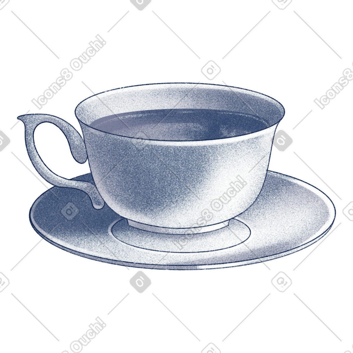 Haze 스타일의 Cup with saucer 일러스트레이션 PNG, SVG 다운로드
