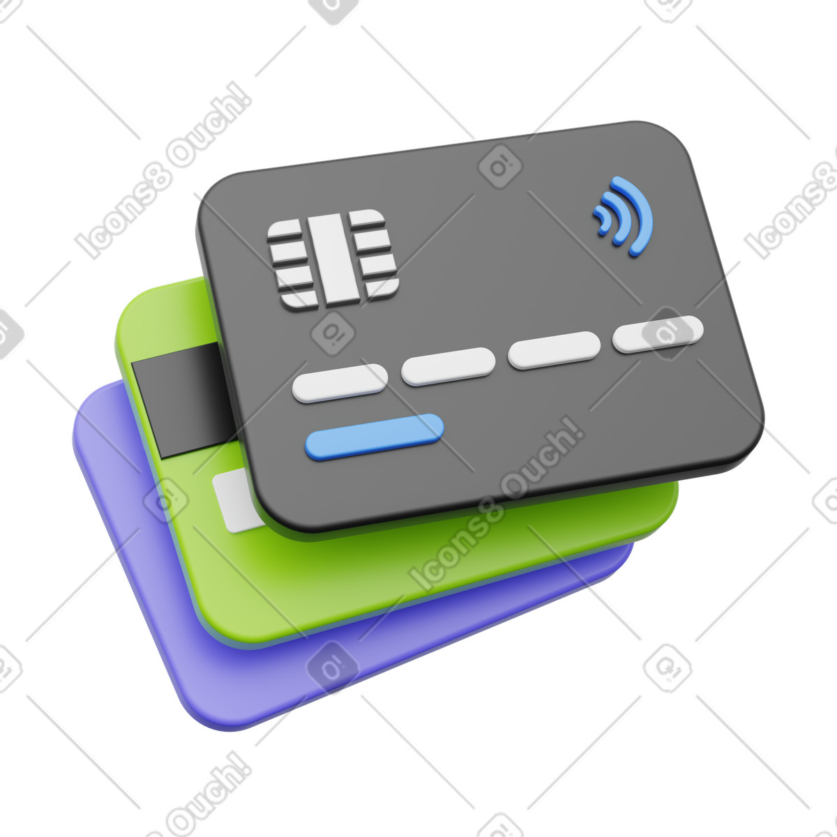 Bank cards bundle, banking services, personal finance illustration in PNG, SVG