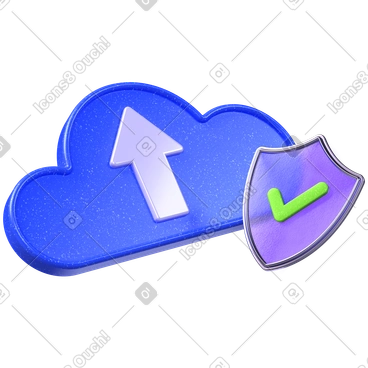 Cloud upload with security shield, online data privacy and safety, protected file backup PNG, SVG