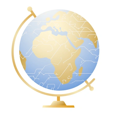 A globe with a metallic finish features intricate geometric patterns across its surface. The globe is set on a sleek, golden stand that enhances its art deco design. The patterns are a mix of triangles, diamonds, and lines that form a beautiful visual rhythm. The continents are outlined in a contrasting color, providing a striking visual impact. Light reflects off the metallic surface, creating a shimmering effect that accentuates the globe's elegant curves and shapes.