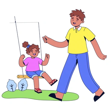A person gently pushing a swing while a happy child enjoys the ride.