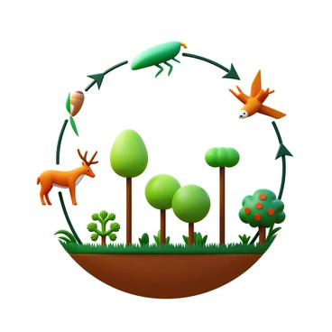 An illustration of an ecological cycle showing the function of different species
