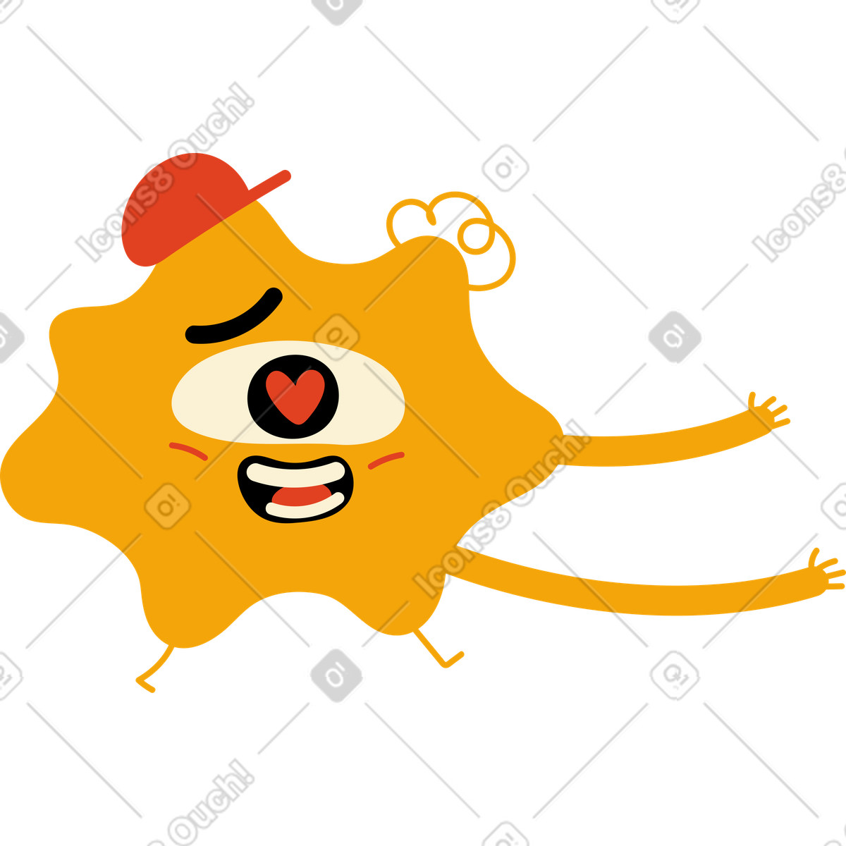 Personaggio giallo con un occhio solo in berretto illustrazione stile Jelly scarica PNG, SVG