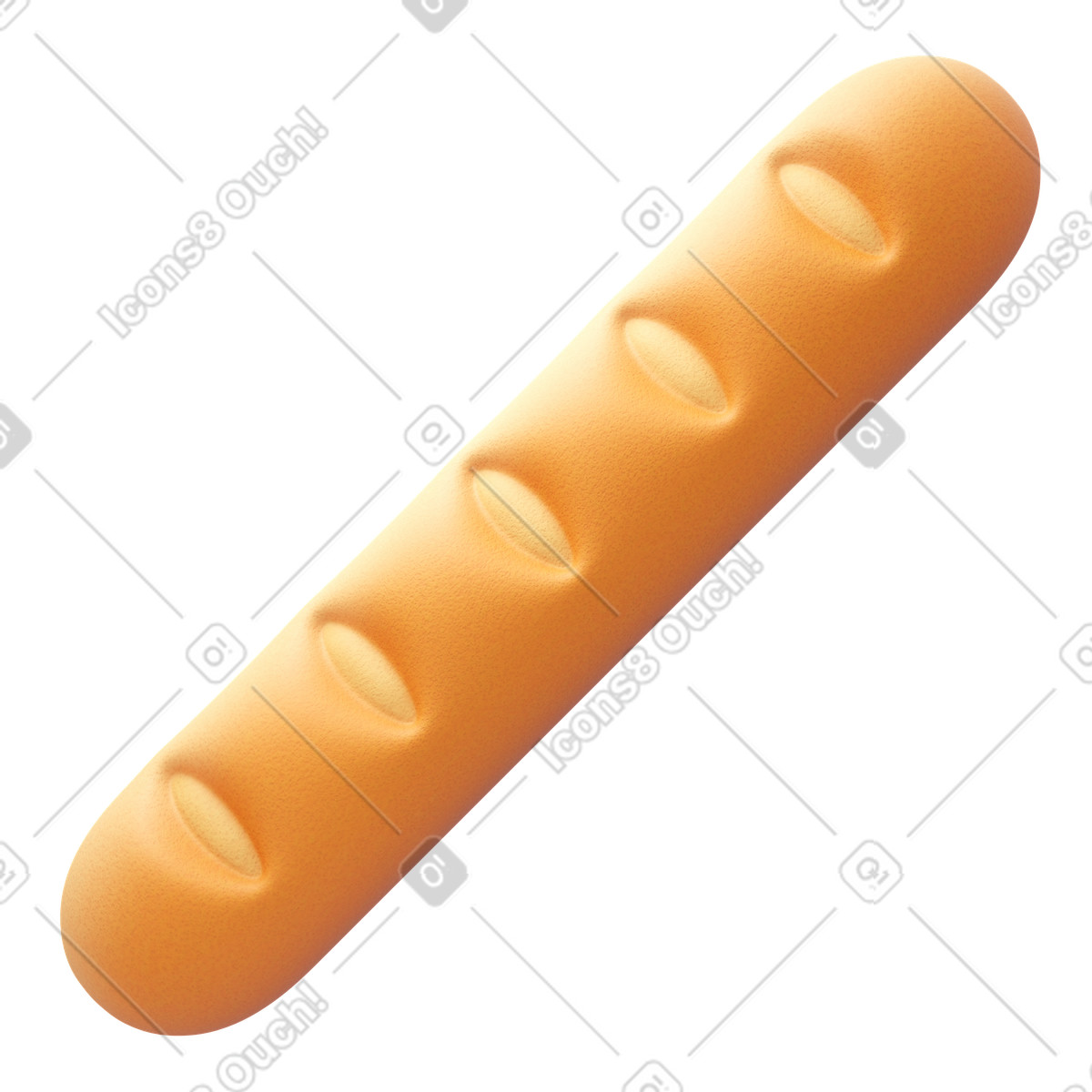 3D Fluency スタイルの Baguette のイラストをPNG、SVG形式でダウンロード