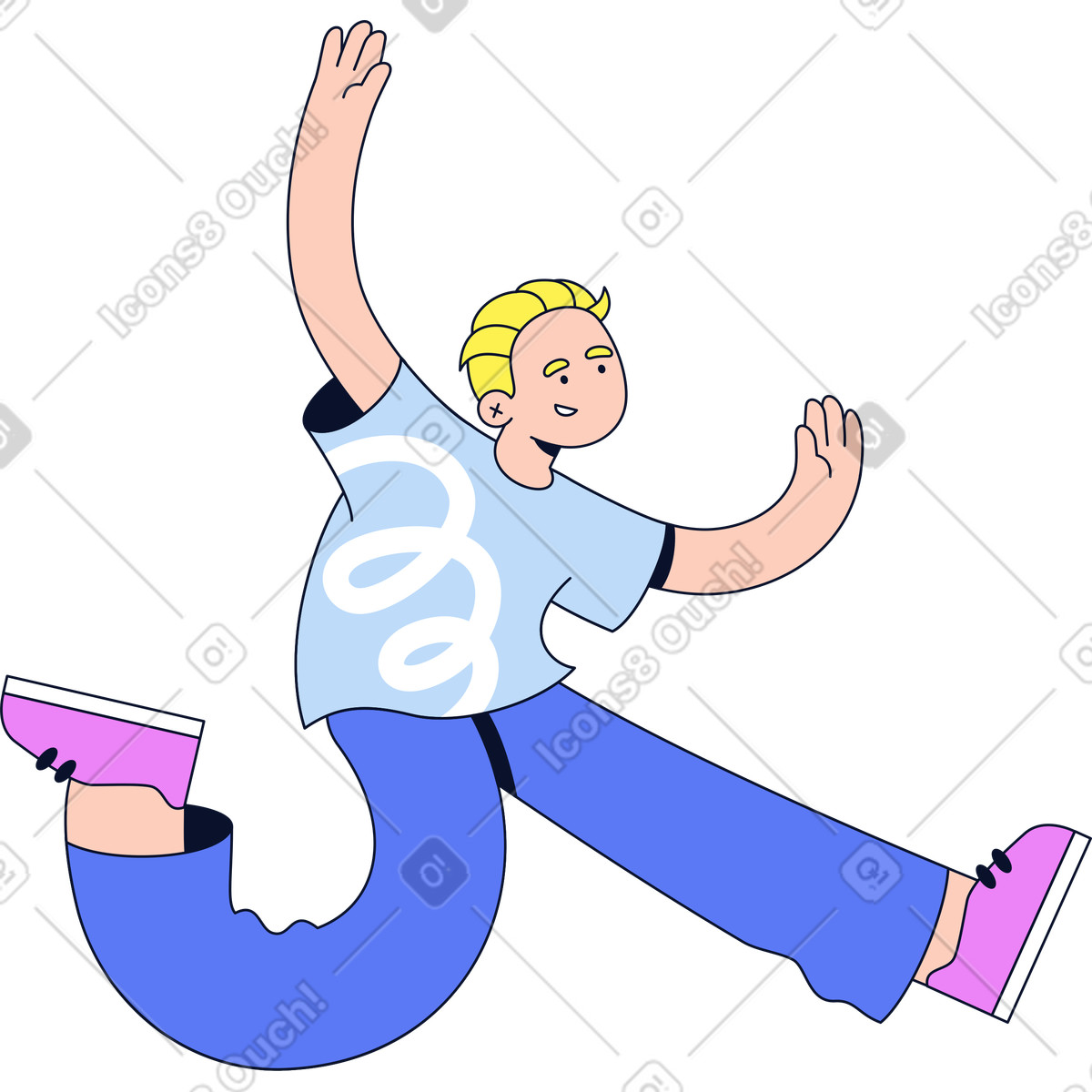 Ilustración Hombre feliz saltando en estilo Flexy a descargar en PNG y SVG