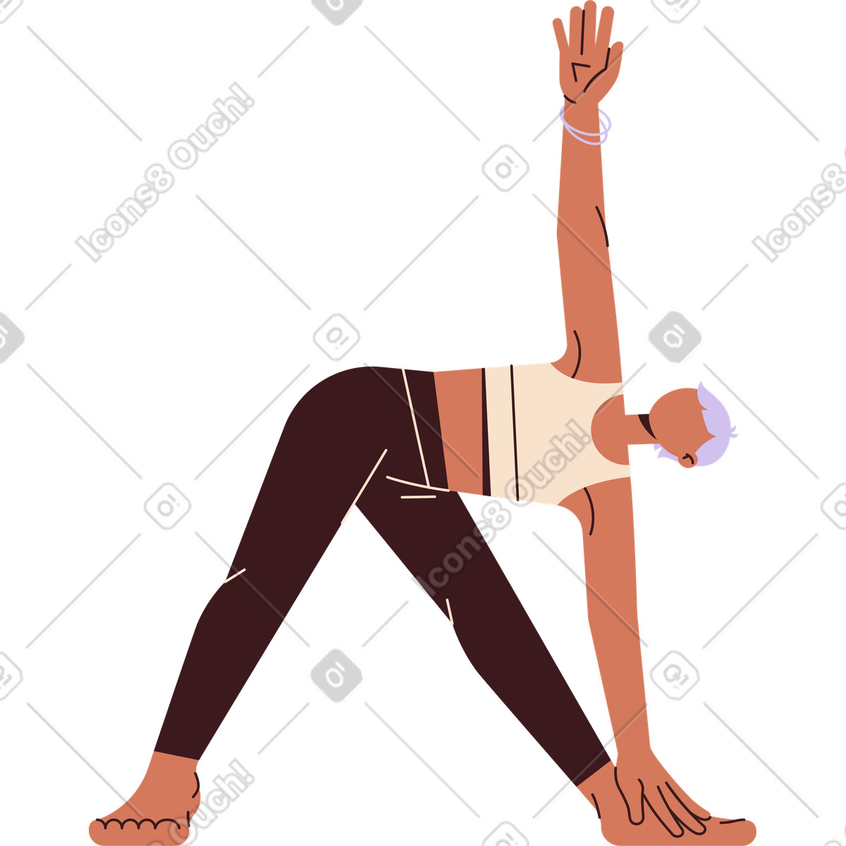 Illustration Jeune femme faisant du yoga dans le style Folks à télécharger aux formats PNG, SVG