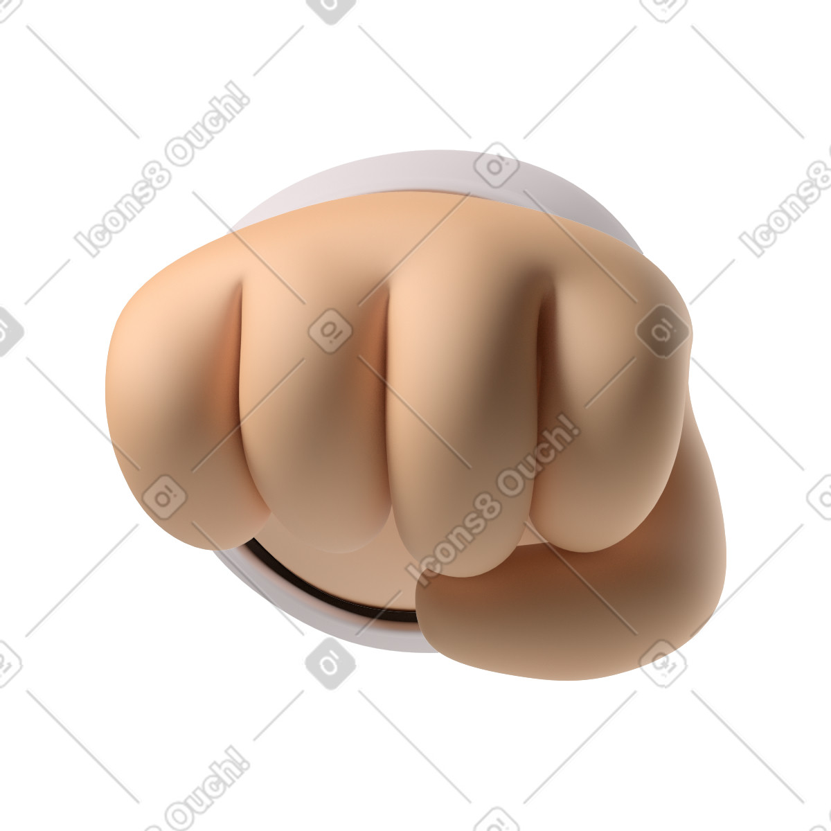 Ilustración Puño que se aproxima de una mano piel blanca en estilo 3D Hands Fun&Wild a descargar en PNG y SVG