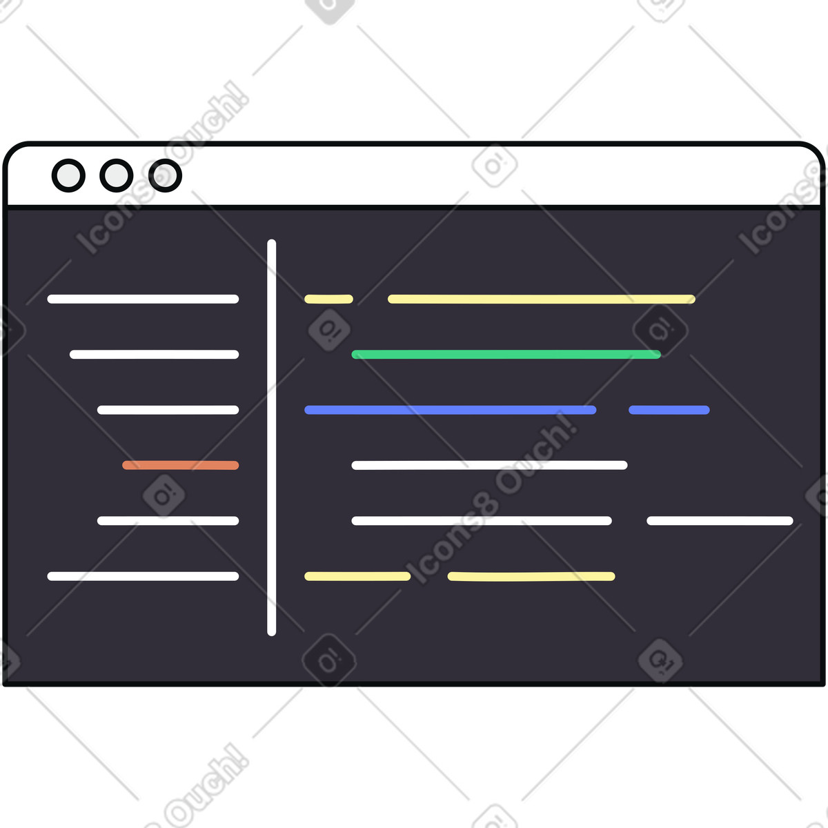 Code editor ui window illustration in Teko style download in PNG, SVG