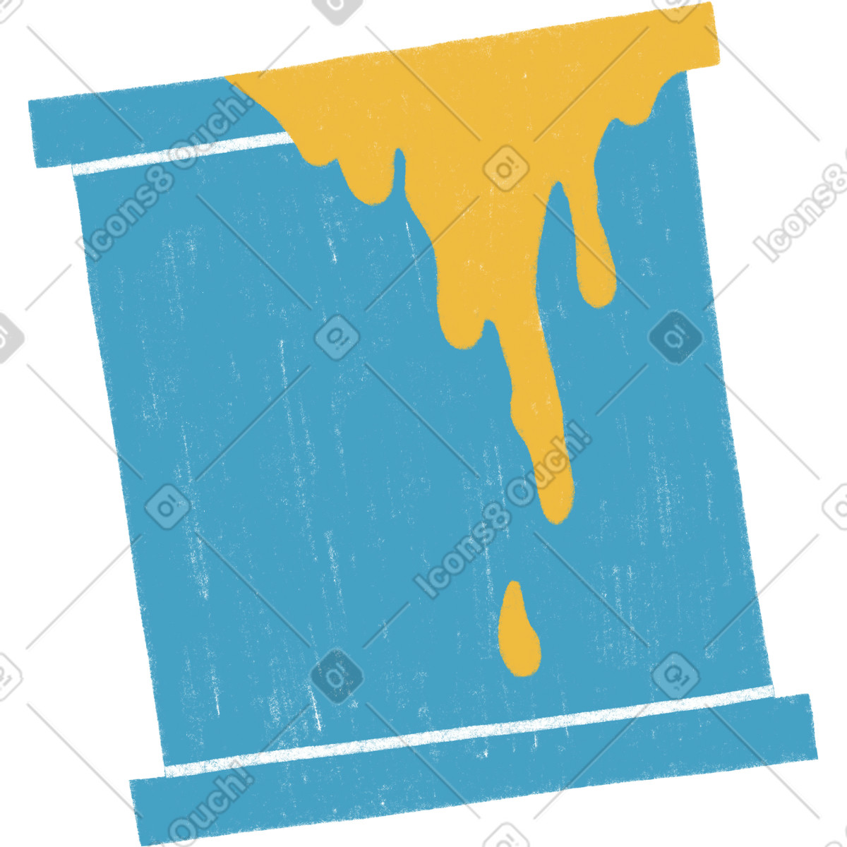 Paint bucket with yellow color drops illustration in Tutti style download in PNG, SVG