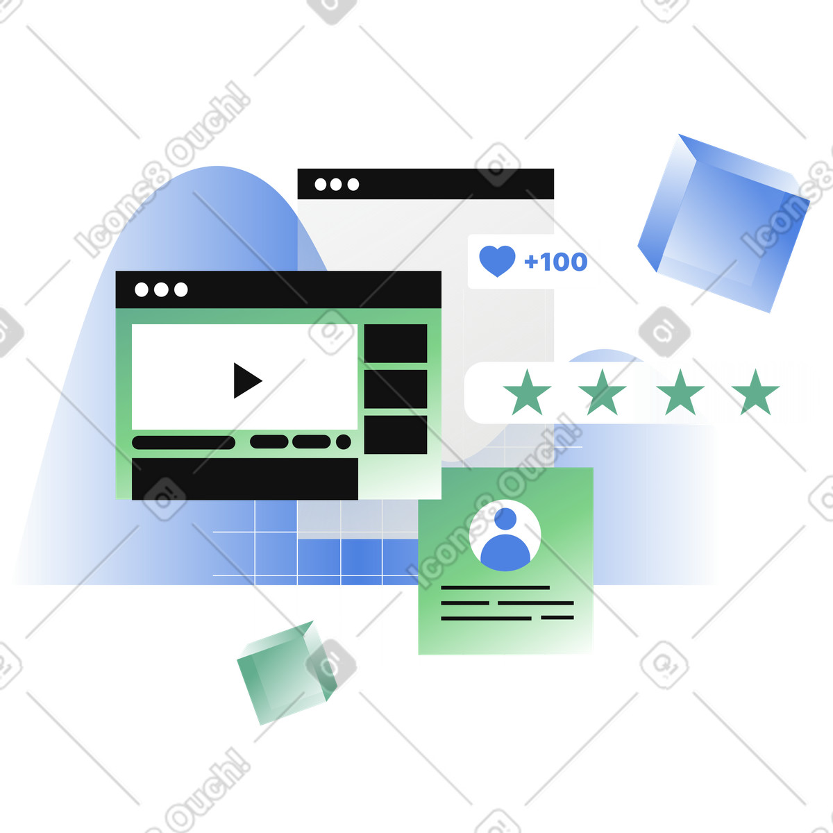 Social media and online interactions illustration in PNG, SVG