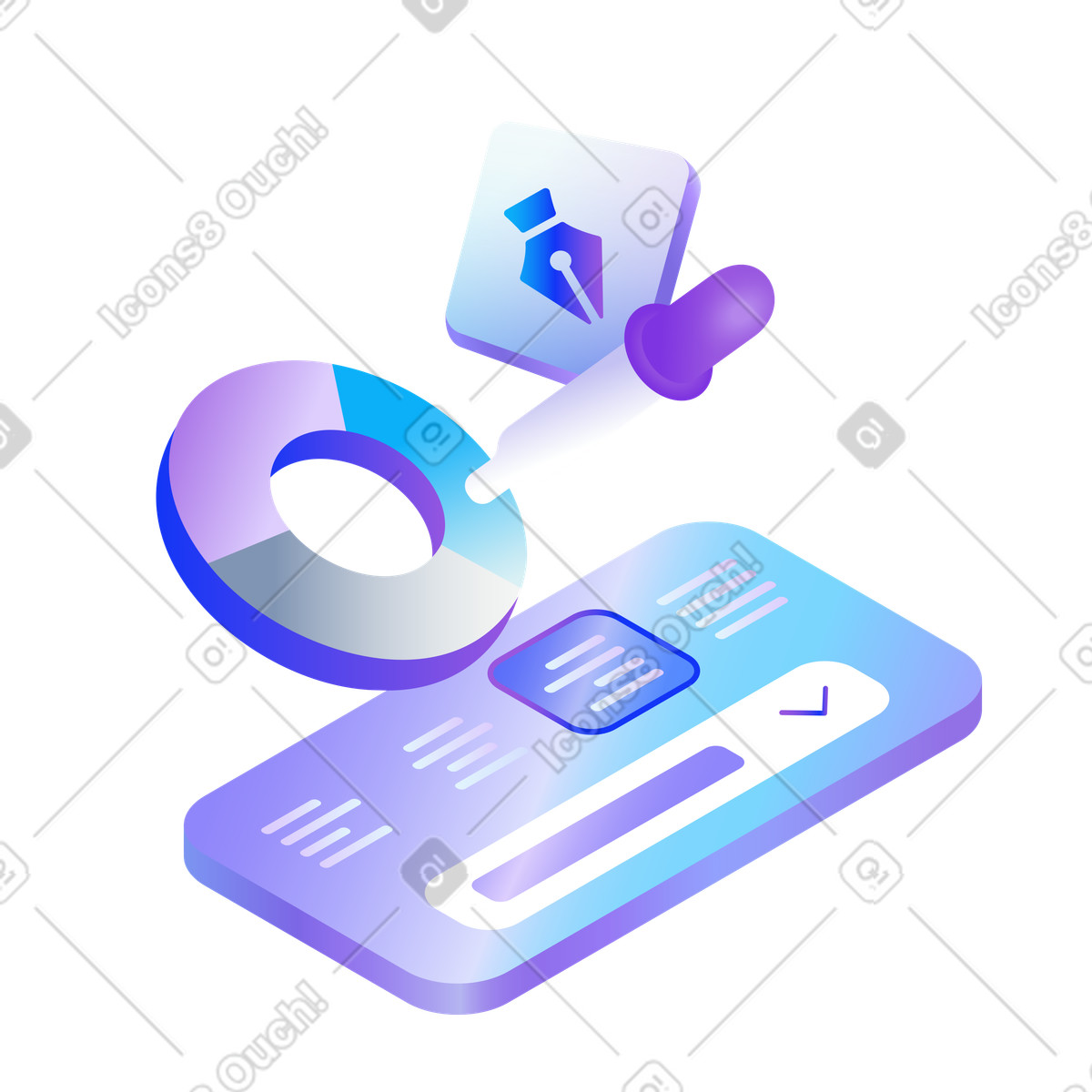Ilustración Interfaz de diseño digital con rueda color y cuentagotas, edición creativa personalización la usuario. en estilo Hi-tech a descargar en PNG SVG