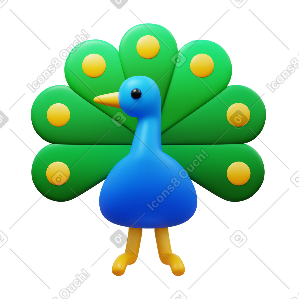 Illustration Paon dans le style 3D Fluency à télécharger aux formats PNG, SVG