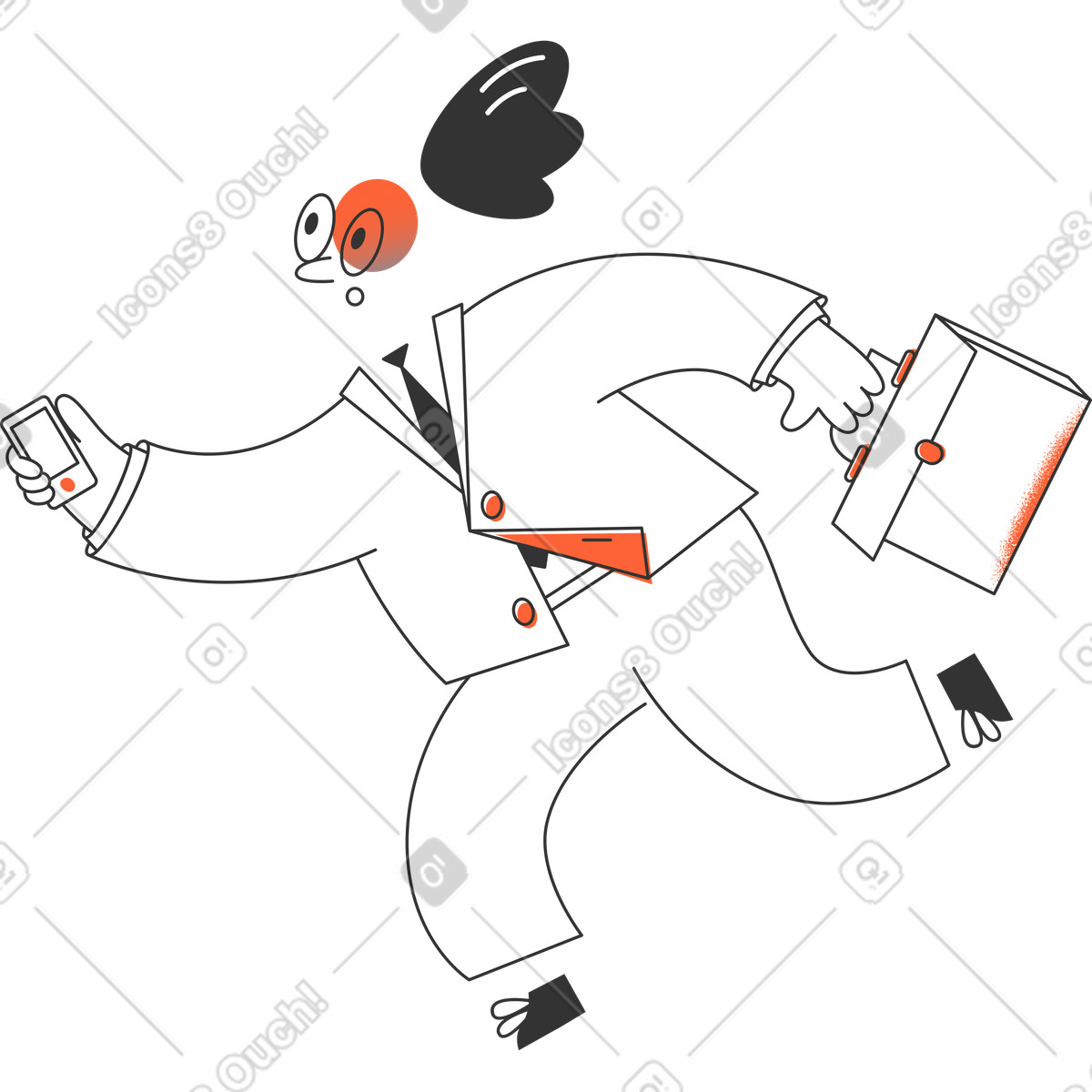 Business man is running illustration in PNG, SVG
