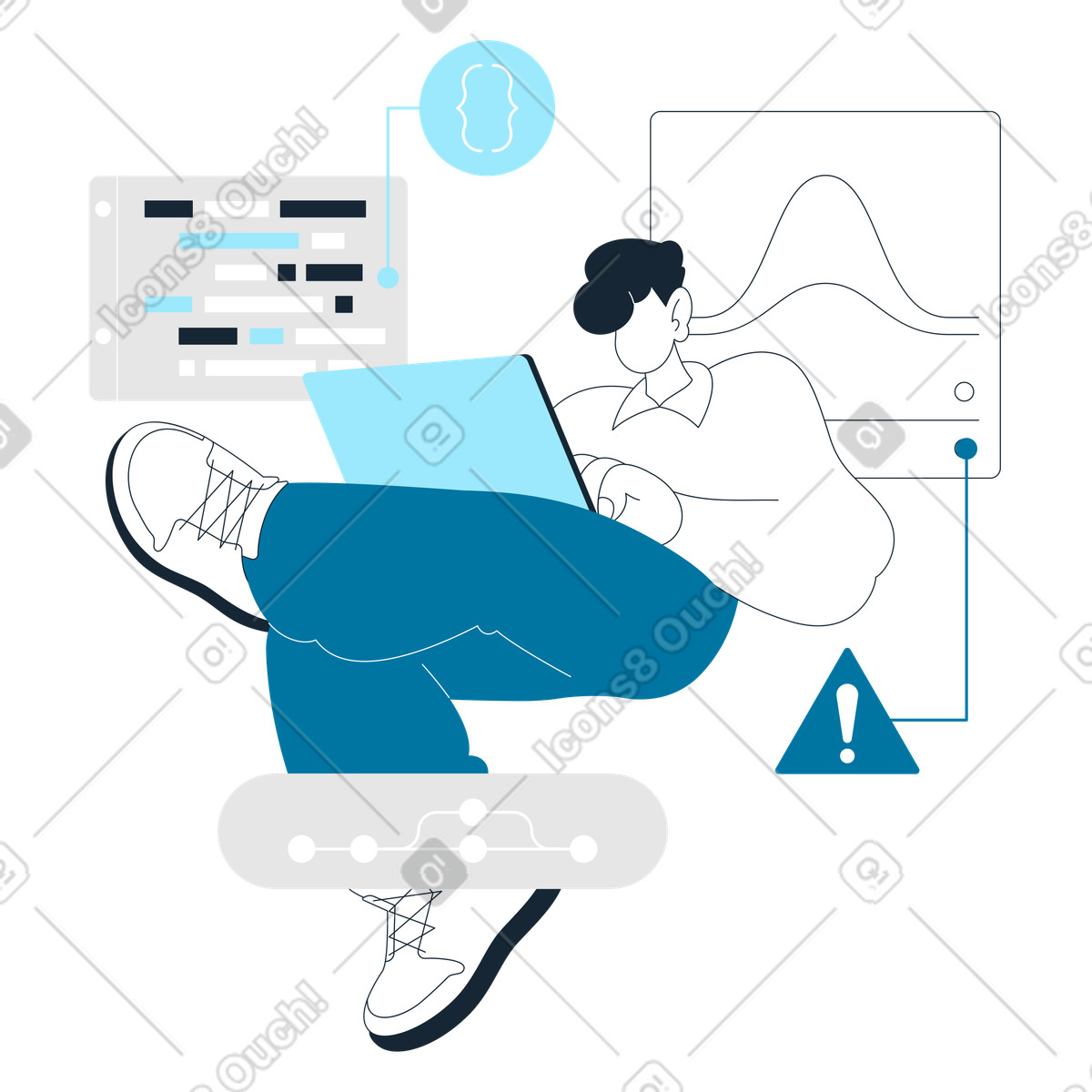 Ilustração de Desenvolvedor software trabalhando em laptop no estilo Indigo para baixar PNG, SVG