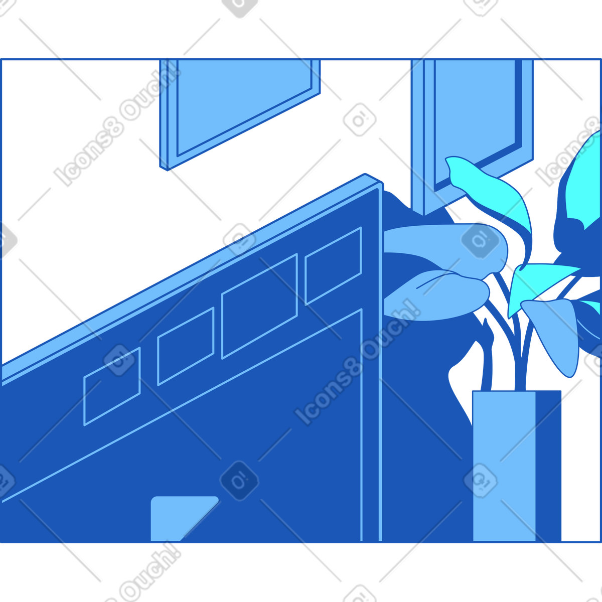 Rahmen mit fernseher-Illustration im Storyline-Stil als Download in PNG, SVG