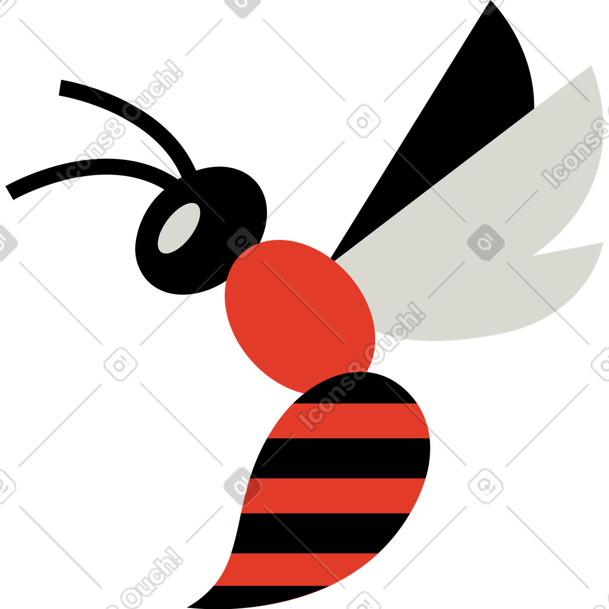 Bee illustration showcasing detailed features and vibrant colors in clipart