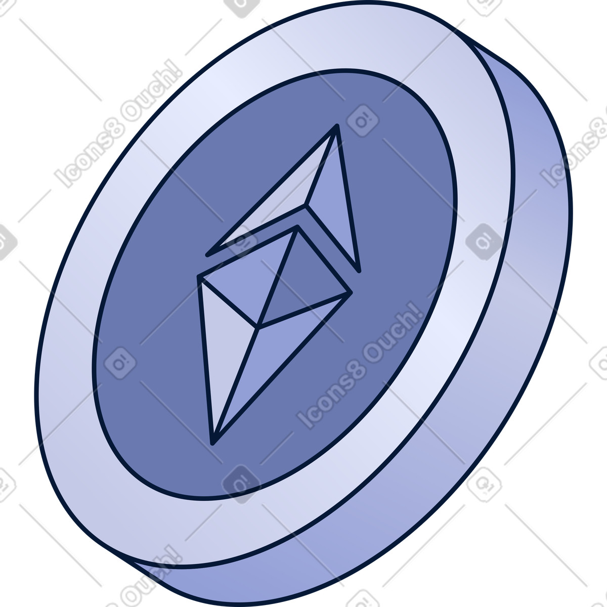 Ethereum coin illustration in PNG, SVG