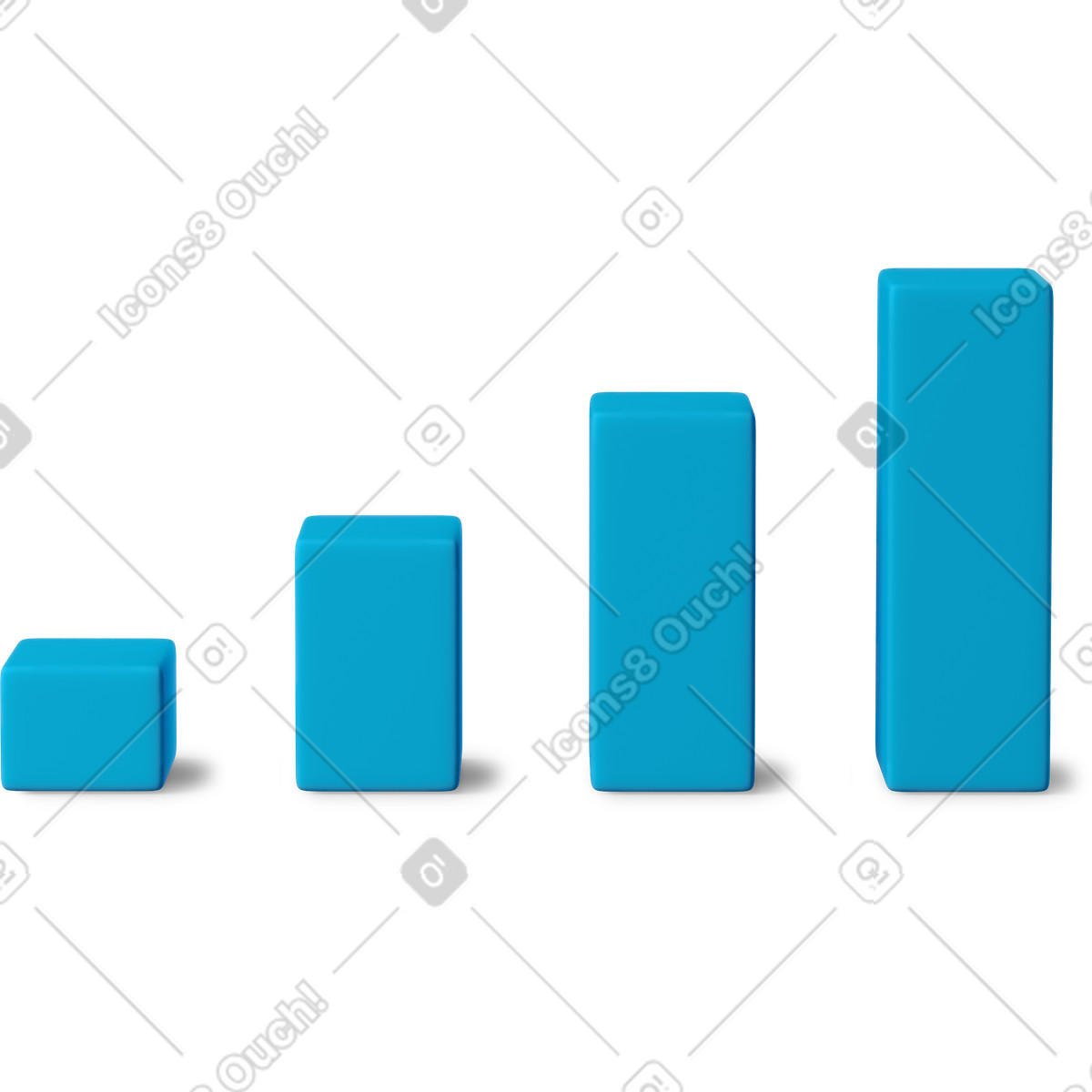Growing blue bar chart illustrazione in stile 3D Business scarica in PNG, SVG