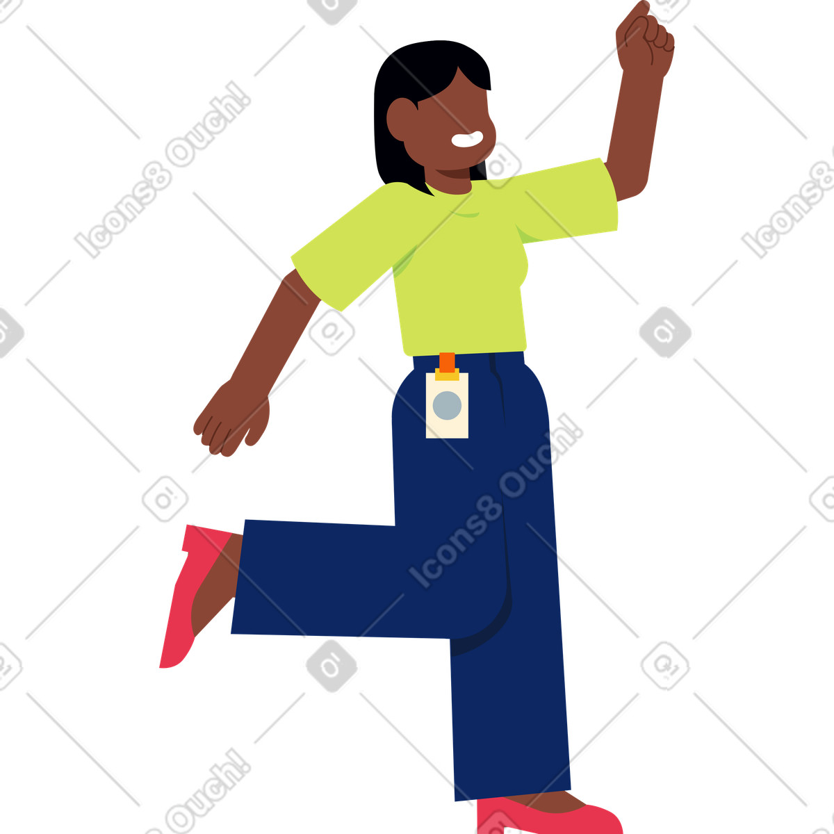 Ilustração de Mulher pulando alegria em no estilo Catchy para baixar em PNG, SVG