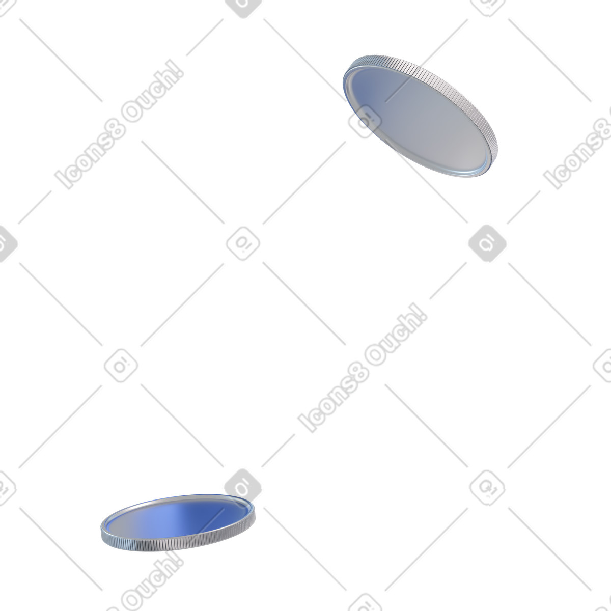 Two floating coins-Illustration im 3D Blueprint-Stil als Download in PNG, SVG